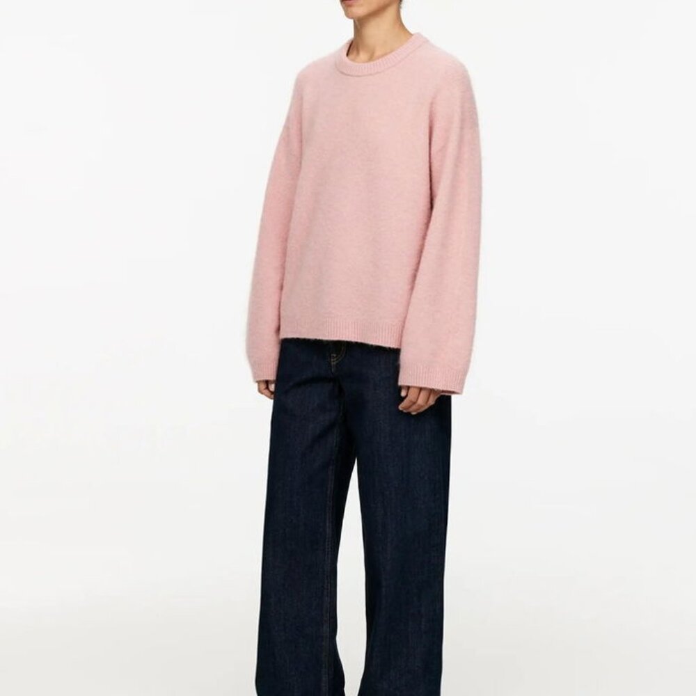 ARKET Baby Pink Alpaca Wool Blend Crew Neck Sweater Size S